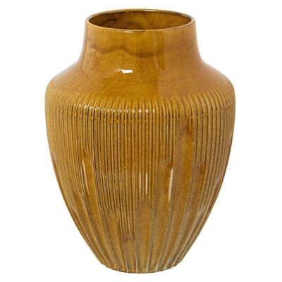 VASE CÉRAMIQUE 24CM JAUNE BRILLANT ACTIF _°18X24CM BOUCHE:°9.5CM LL62242