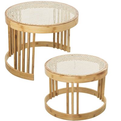 SET 2 RATTAN/BAMBOO AUXILIARY TABLES _°55X42+°49X36CM LL75952
