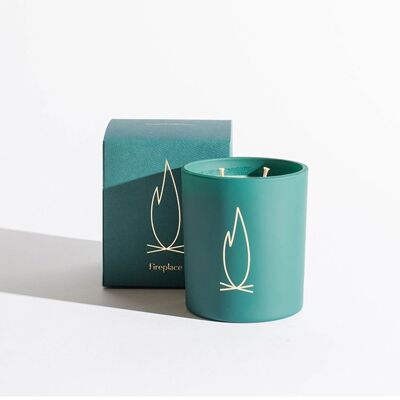 Fireplace Vert Deco Holiday Candle