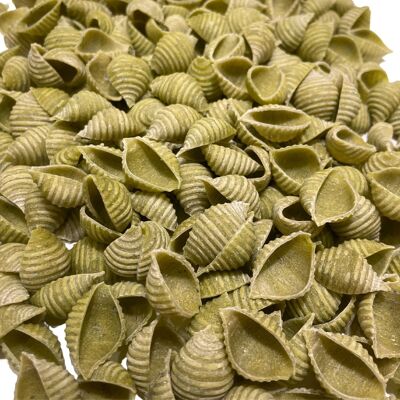 French artisan pasta with basil - Conchiglie - Bulk 1kg