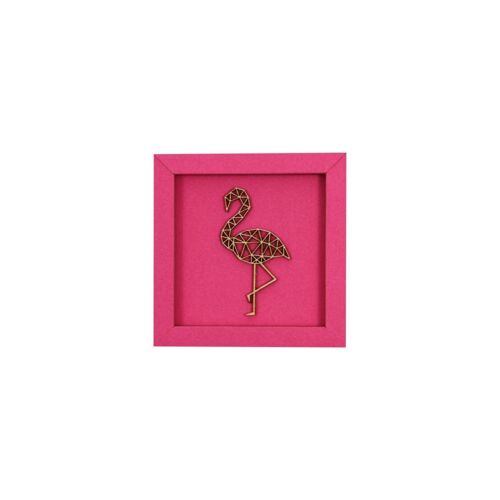 Flamingo - Rahmen Karte Holzschriftzug Magnet
