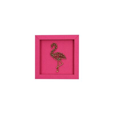 Flamingo - magnete con scritta in legno con cornice in cartoncino