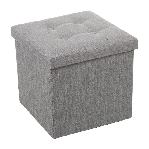 PUF PLEGABLE POLIESTER GRIS ALMACENAJE _38X38X38CM LL22307