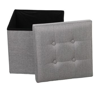 POUF PLIANT RANGEMENT POLYESTER GRIS _38X38X38CM LL22307 3