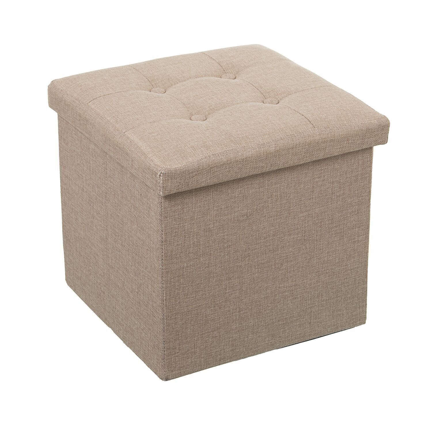 POUF PIEGHEVOLE PORTAOGGETTI IN POLIESTERE BEIGE _38X38X38CM LL22308