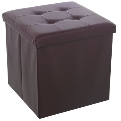 KLAPPBARER POUF AUS BRAUNEM LEDER, 45X45X45CM LL22311