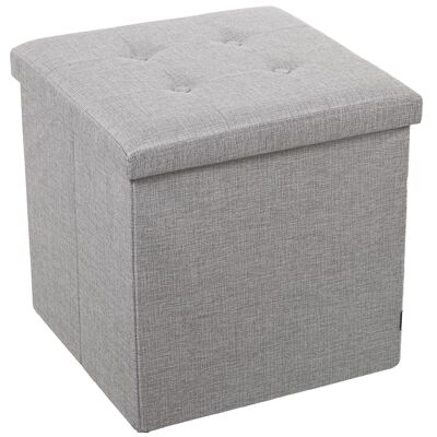PUF PLEGABLE POLIESTER GRIS ALMACENAJE _45X45X45CM LL22314