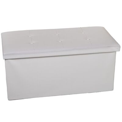 PUF PLEGABLE POLIPIEL BLANCO ALMACENAJE _77X38X38CM LL22317