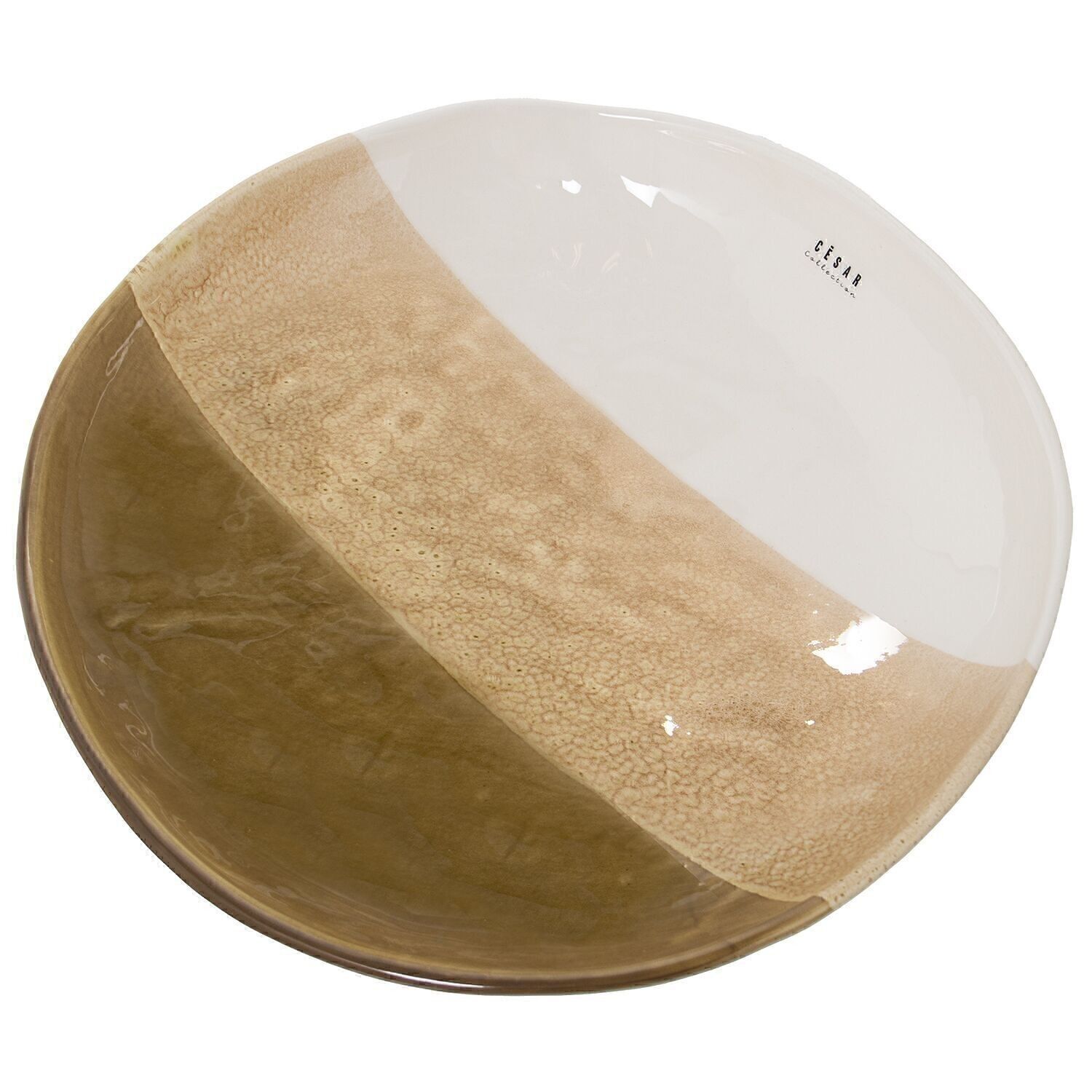 KERAMIKZENTRUM 36CM DREIFARBBRAUN/WEISS _°36X7,5CM LL62226