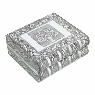 METAL JEWELRY BOX WITH SILVER MIRROR TREE OF LIFE _23X19X9CM LL76136