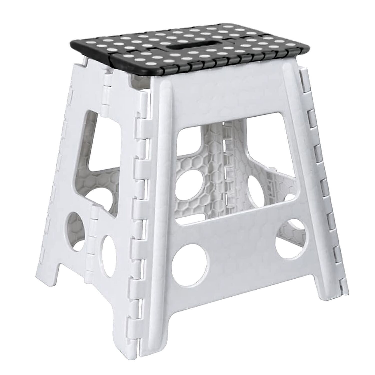 TABURETE PLEGABLE PP BLANCO/NEGRO _39X32X40CM, ASIENTO:29X22CM LL81612