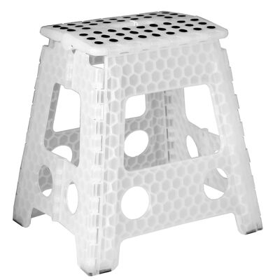 TABOURET PLIANT EN PP BLANC TRANSLUCIDE _39X32X40CM, ASSISE:29X22CM LL81616