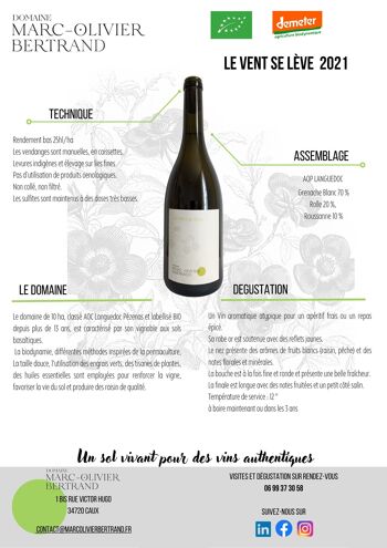 Vin Blanc AOP Languedoc BIO - Le vent se Lève 2021 2