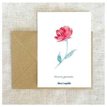 Papeterie Carte Postale A6 - Rose rouge (douce pensée)