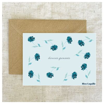 Stationery Postcard A6 - Blue roses (sweet thoughts)
