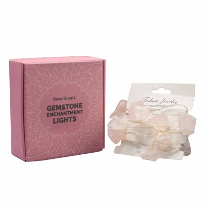 GEL-01 - Luces de encantamiento de piedras preciosas - Cuarzo rosa - Se vende en 1x unidad/s por exterior