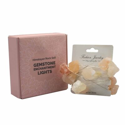 GEL-07 - Luces de encantamiento de piedras preciosas - Sal de roca del Himalaya - Se vende en 1x unidad/s por exterior