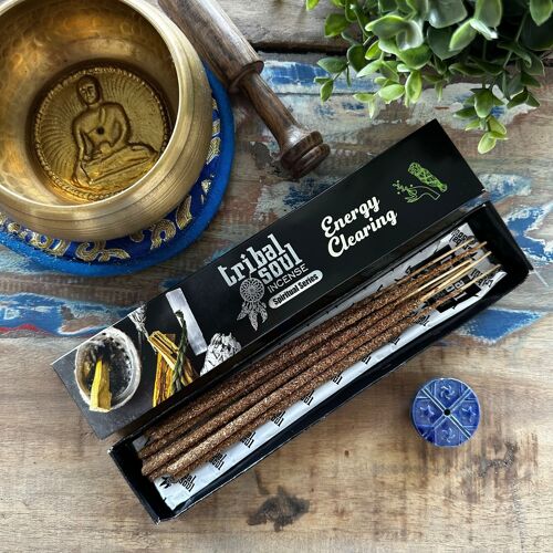 TribalRi-04 - Tribal Soul Spiritual Incense Sticks and Ceramic Holder - Energy Clearing - Sold in 12x unit/s per outer