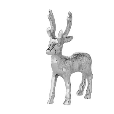 Figurine décorative cerf Malik (hauteur 16 cm), argent, aluminium
