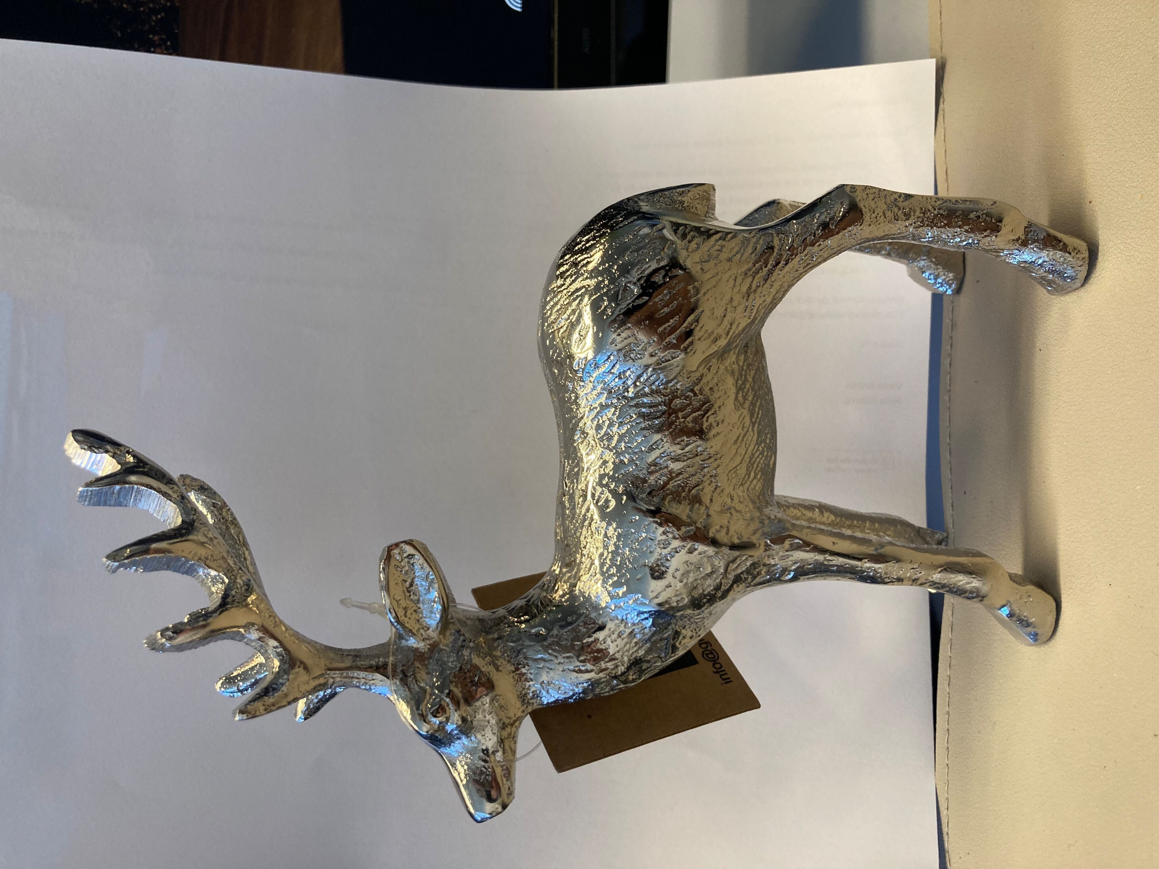 Dekofigur Hirsch Malik (Höhe 19 cm), silberfarben, Aluminium