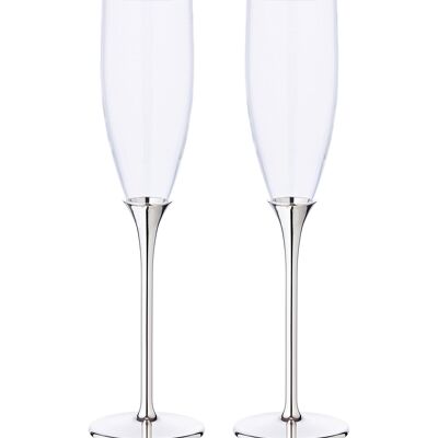 Set of 2 Victoria champagne flutes (height 27 cm) made of zinc