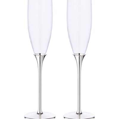 Set of 2 Victoria champagne flutes (height 27 cm) made of zinc