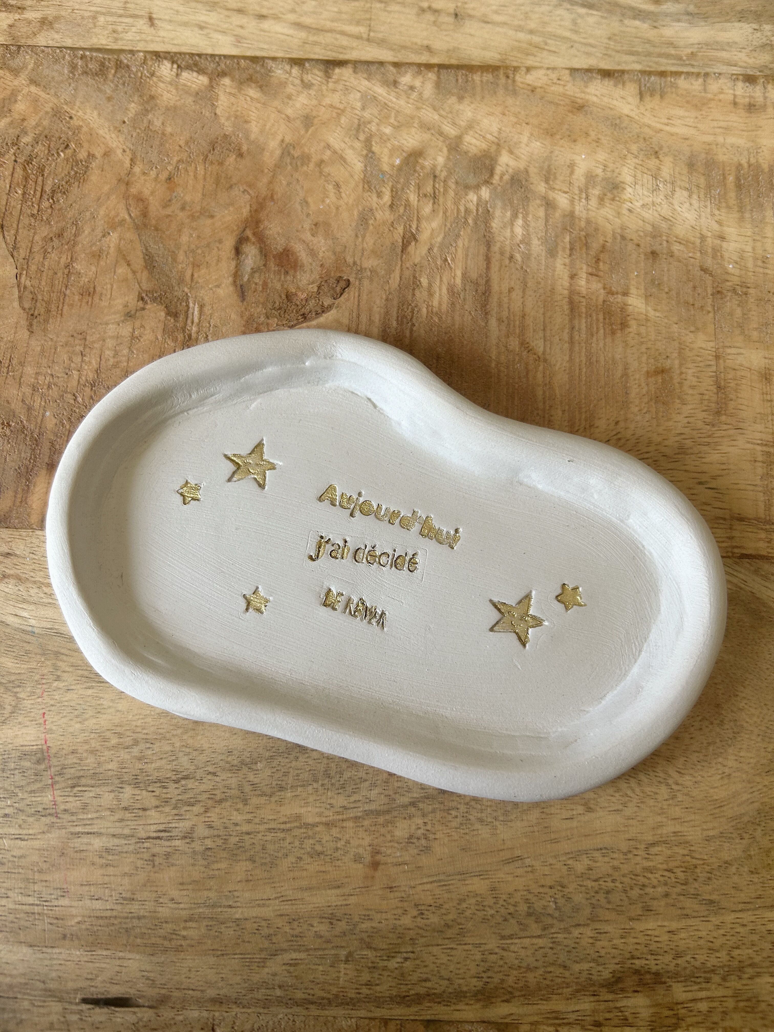 Dekoration – Leere Taschen – Schmuckhalter – Ton ohne Kochen – „Heute habe ich beschlossen zu träumen …“