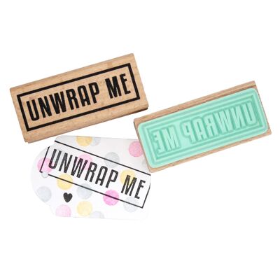 „Unwrap Me“-Stempel mit Rahmenrand