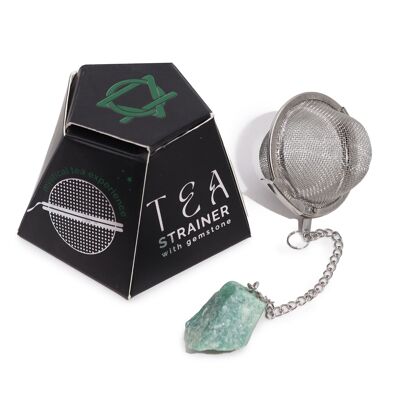 CGTS-03 - Colador de té con piedras preciosas de cristal crudo - Aventurina verde - Se vende en 3 unidades por exterior