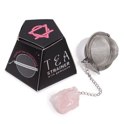 CGTS-05 - Raw Crystal Gemstone Tea Strainer - Rose Quartz - Sold in 3x unit/s per outer