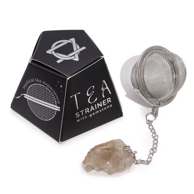 CGTS-06 - Colador de té con piedras preciosas de cristal en bruto - Cuarzo ahumado - Vendido en 3x unidad/s por exterior
