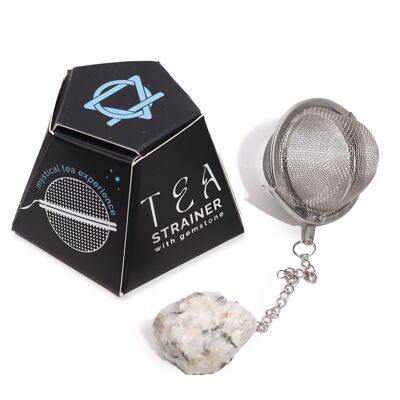 CGTS-08 - Colador de té con piedras preciosas de cristal en bruto - Piedra lunar arcoíris - Se vende en 3 unidades por exterior