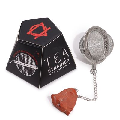 CGTS-10 - Colador de té con piedras preciosas de cristal en bruto - Jaspe rojo - Vendido en 3 unidades por exterior