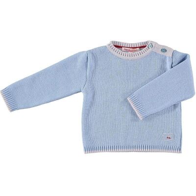 Maglione per bebè in lana merino con motivo di pecorelle - Beau Blue