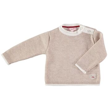 Pull bébé mérinos motif mouton - Avoine 1