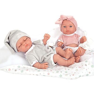 TWIN ELEGANCE DOLLS WITH BLANKET