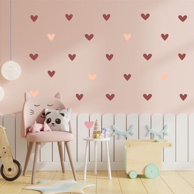 Sticker mural coeurs