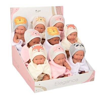 ELEGANCE PILLINES DOLLS (9 UNITS) WITH BATH TOWEL IN DISPLAY CASE