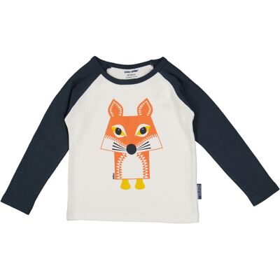 T-shirt raglan neonato e bambino a maniche lunghe in cotone biologico - Fox