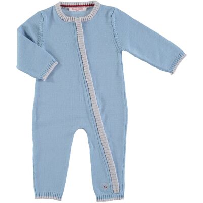 Tuta da giorno per bebè con cerniera in lana merino - Beau Blue