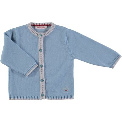 Cardigan per bambini in lana merino - Beau Blue