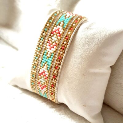 Bohemian cuff hand-woven with Miyuki Delica beads