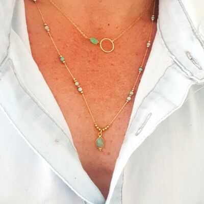 Gold-plated and Amazonite chain necklaces