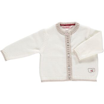 Cardigan bébé mérinos - Blanc et avoine 1