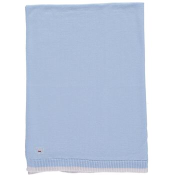 Couverture légère tricotée en mérinos pour bébé - Beau Blue 1