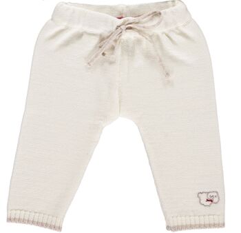 Legging tricoté en mérinos pour bébé - Blanc et avoine 1