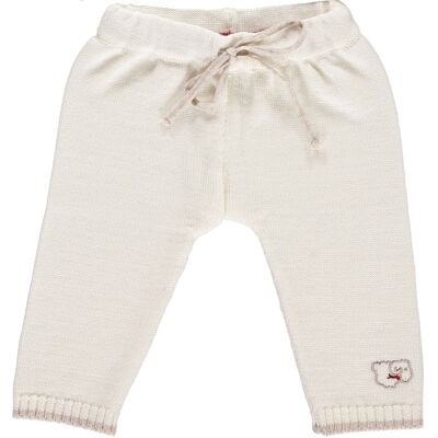 Merino Knitted Baby Leggings - White & Oatmeal