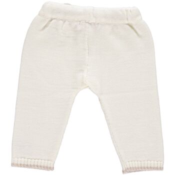 Legging tricoté en mérinos pour bébé - Blanc et avoine 6