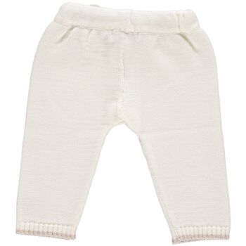 Legging tricoté en mérinos pour bébé - Blanc et avoine 9