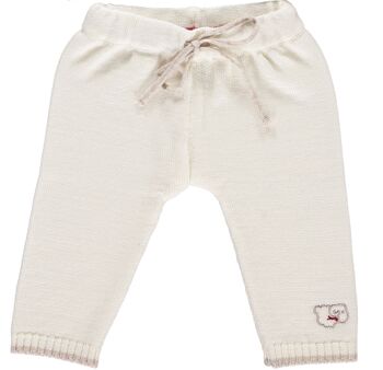 Legging tricoté en mérinos pour bébé - Blanc et avoine 11